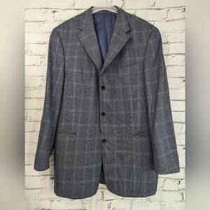 Tommy Hilfiger Wool sports coat, blazer jacket, Grey and blue houndstooth 44T